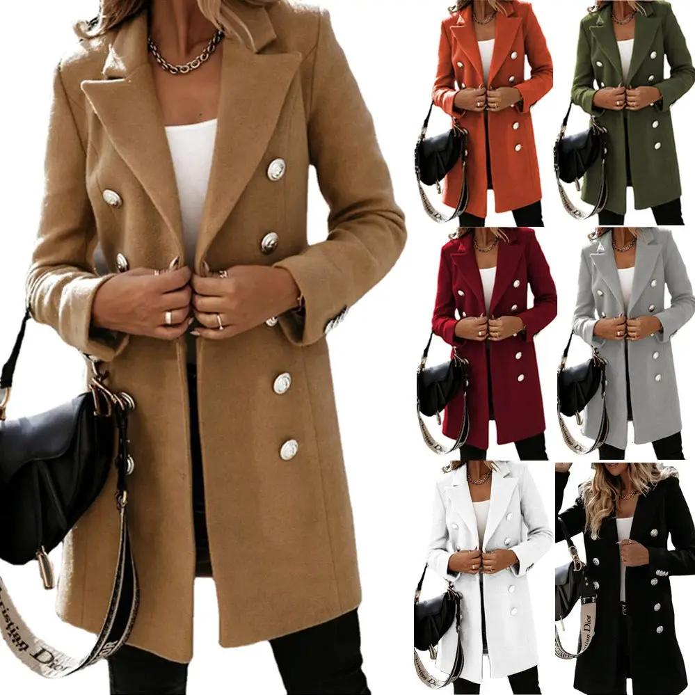 Autumn and winter long sleeved suit collar double breasted women's coat by Oz-Direct.com