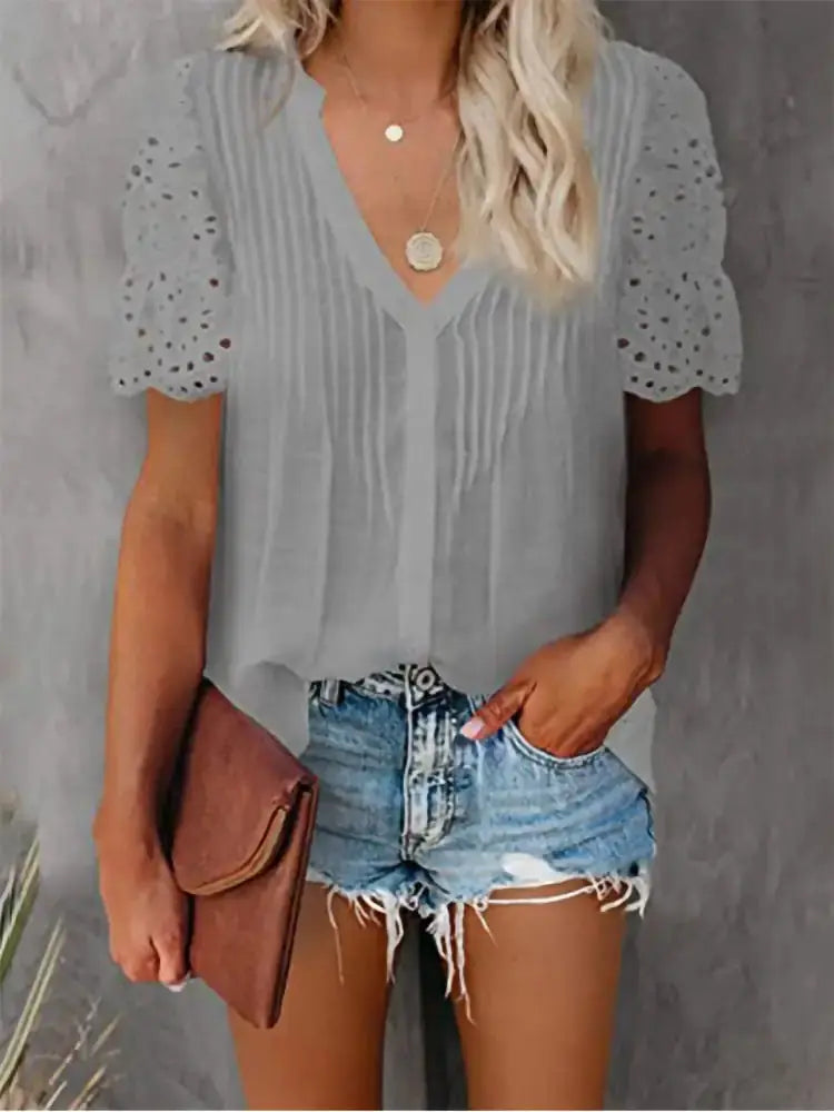 Shirt with Lace and V-neck Emily by Oz-Direct.com
