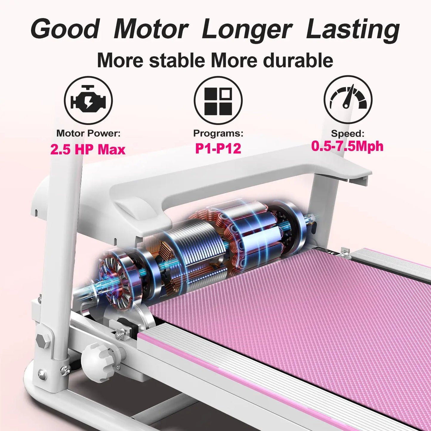 Foldable Treadmill 2.5HP Electric Folding Treadmill Running Walking Machine for Home Gym, Max 265 LBS Weight Capacity by Oz-Direct.com
