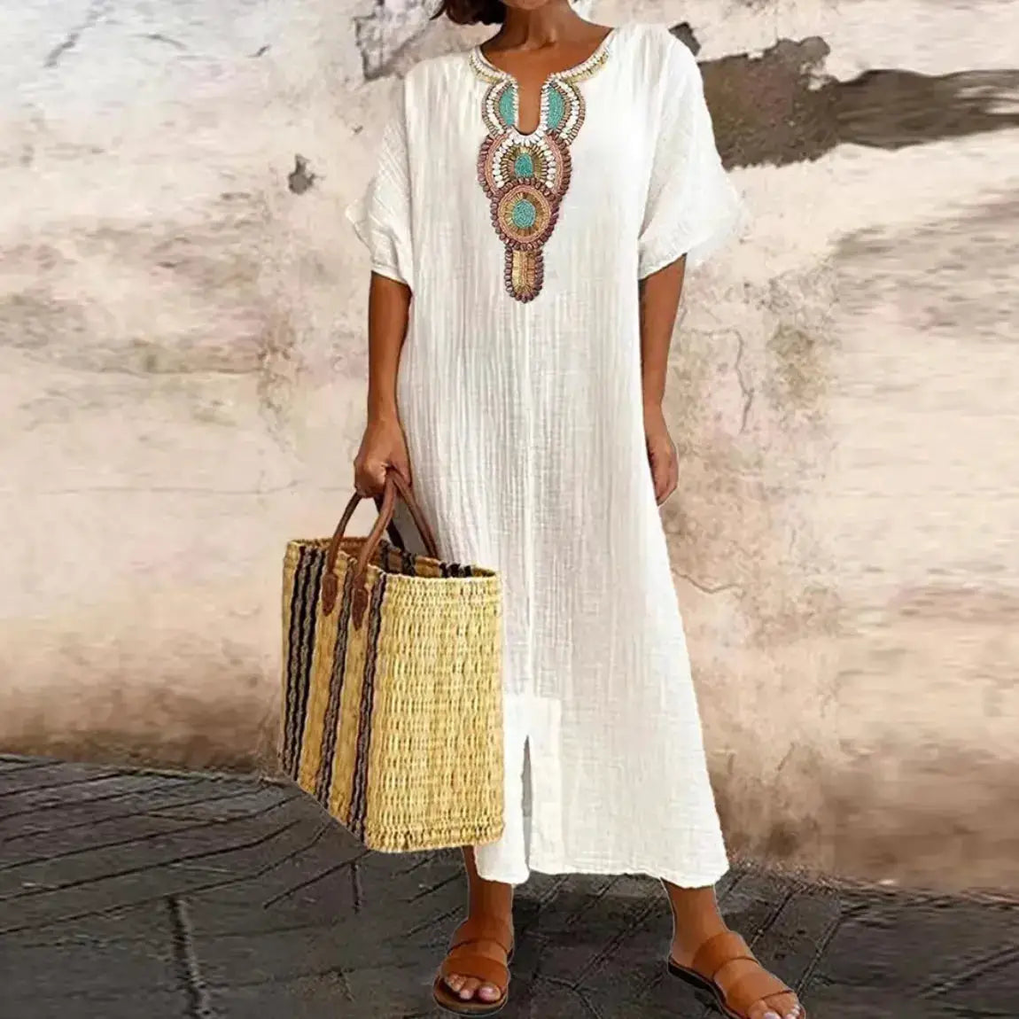 Long White Summer Dress by Oz-Direct.com