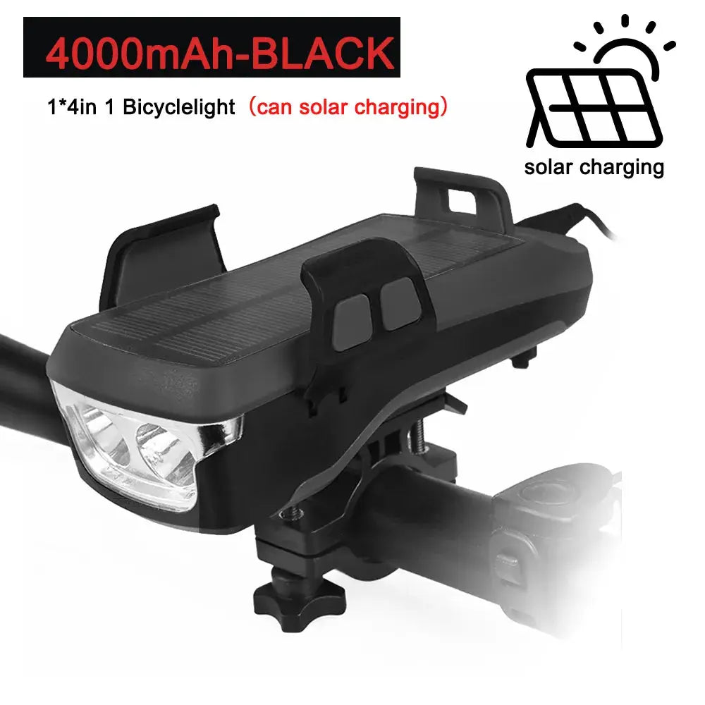5 IN 1 Multifunction Bicycle Light USB Solar Charging Horn Phone Holder Power Bank Front Lamp For Bicycle Led Lamp Accessories by Oz-Direct.com