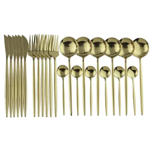 24pcs Black Gold Dinnerware Set by Oz-Direct.com