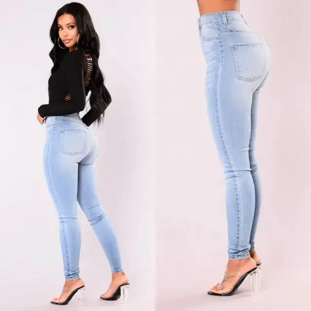 High-Waist Skinny Denim Jeans by Oz-Direct.com