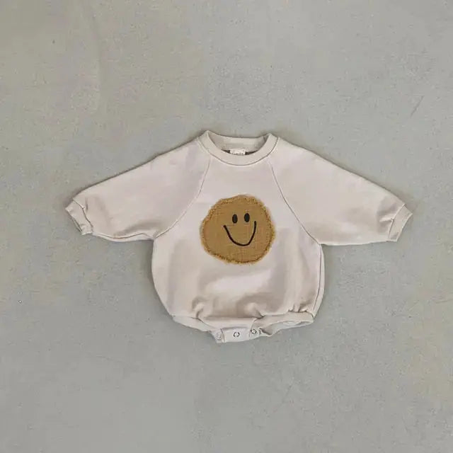 Smiley Face Sweatshirt Baby Romper by Oz-Direct.com