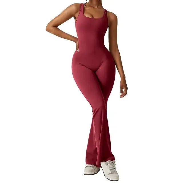 Backless Flare Yoga Bodysuit by Oz-Direct.com