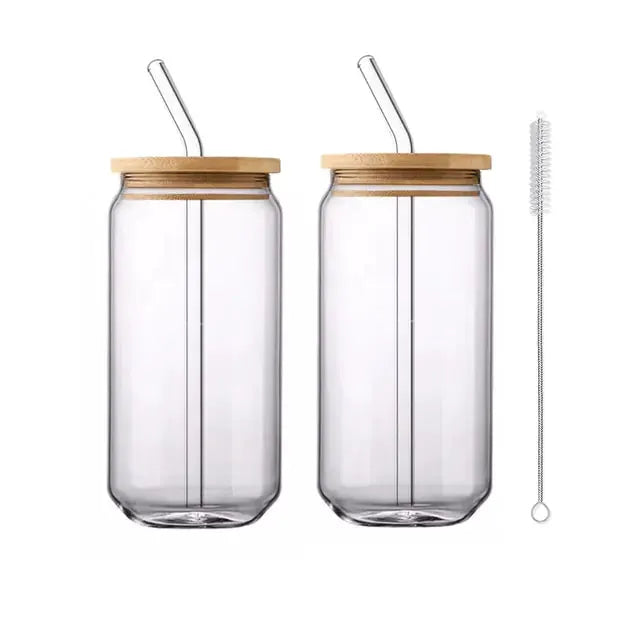 Glass Cup With Lid and Straw by Oz-Direct.com