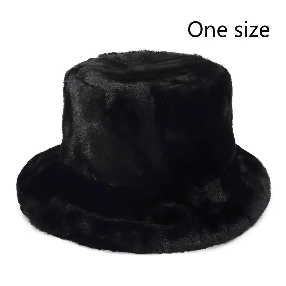 Winter Cow Leopard Faux Fur Fluffy Bucket Hats by Oz-Direct.com