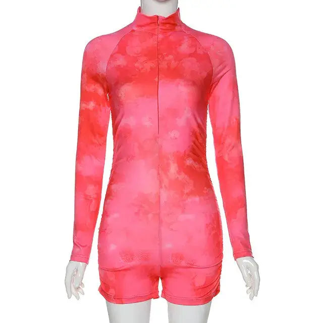 Sexy Tie Dye Ruched Bodysuit by Oz-Direct.com