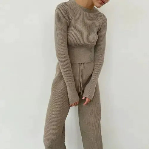 Knitted Wide-leg Pants and Top Set by Oz-Direct.com