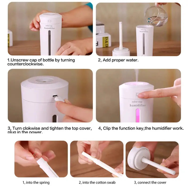 Ultrasonic Air Humidifier Essential Oil Diffuser With 7 Color Lights Electric Aromatherapy USB Humidifier Car Aroma Diffuser by Oz-Direct.com