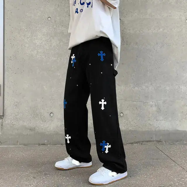 Baggy Printed Denim Pants by Oz-Direct.com