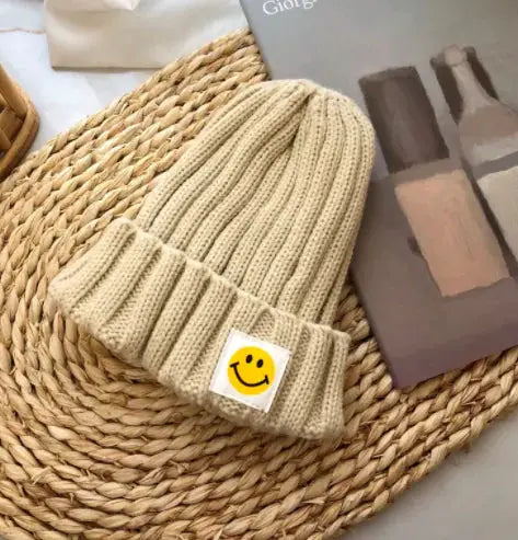 Baby Toddler Ribbed Knit Smile Face Beanie by Oz-Direct.com