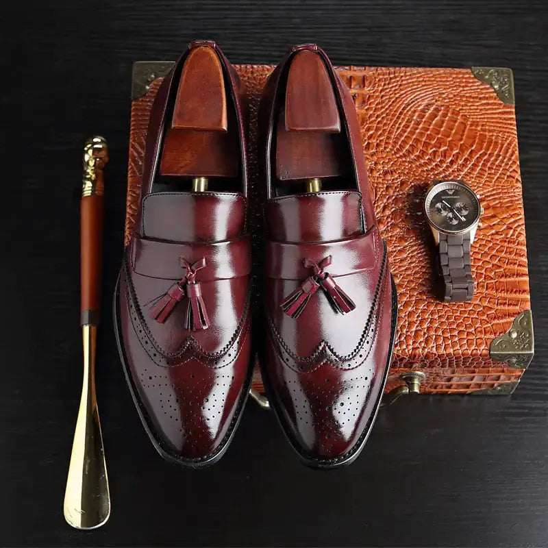 Classic Leather Tassel Loafers by Oz-Direct.com