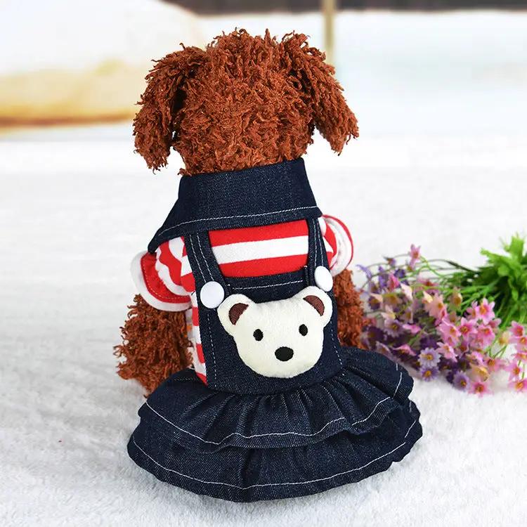 Striped Denim Suspenders for Dogs - Pet Clothing by Oz-Direct.com