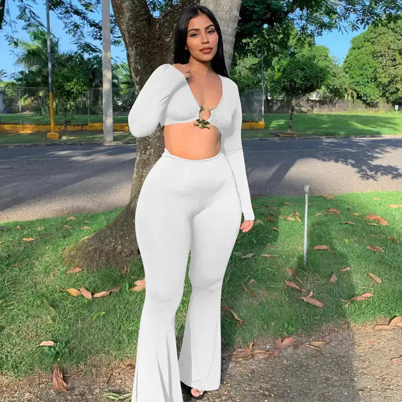 Ribbed Flare Pants Set by Oz-Direct.com