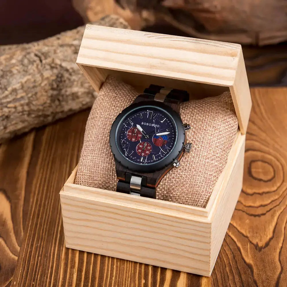 Luxury Wooden Chronograph Watch for Men by Oz-Direct.com