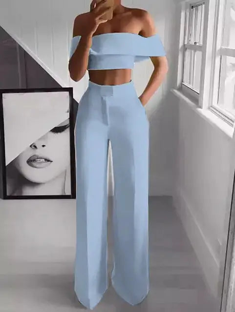 Cropped Top + Long Trousers Set by Oz-Direct.com