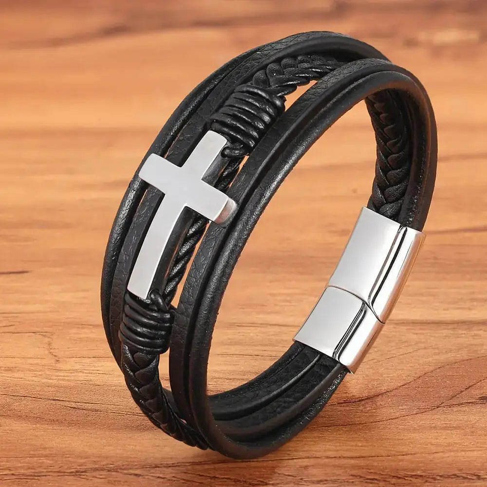 Men's Crucifix Magnetic Bracelets by Oz-Direct.com