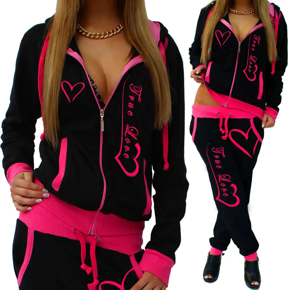 Printed Hooded Casual Tracksuit by Oz-Direct.com