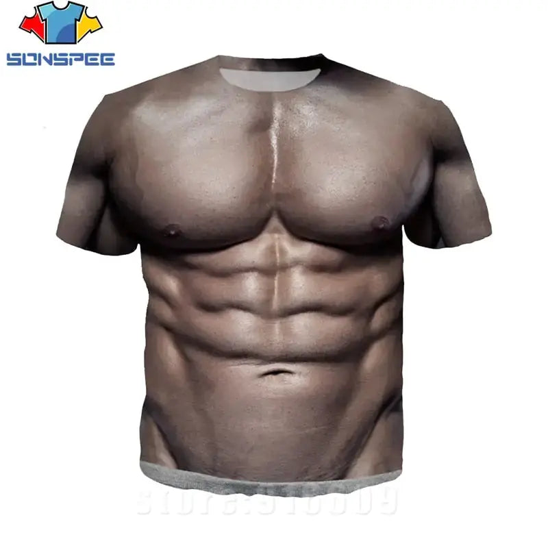 3D Printed Fake Muscle T-shirts by Oz-Direct.com