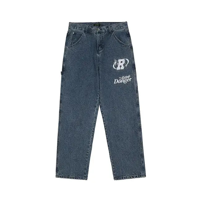 Retro Letter Embroidery Casual Jeans by Oz-Direct.com