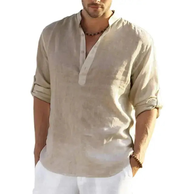 Men's Linen Long Sleeve Shirt by Oz-Direct.com