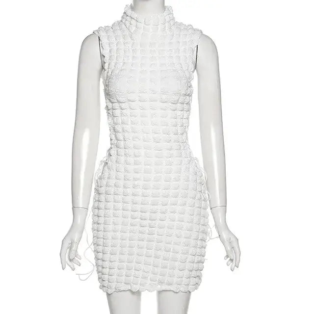 High Neck Lace Up Mini Dress by Oz-Direct.com