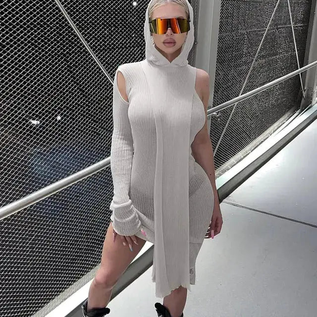 One Sleeve Knit Tight Dress by Oz-Direct.com