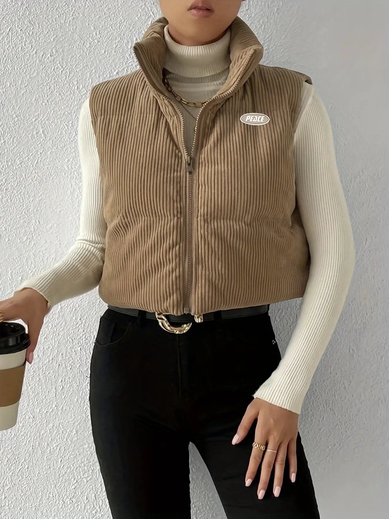 Women's Corduroy Short Outer Wear Autumn And Winter New Thickened Cotton Padded Coat Vest by Oz-Direct.com