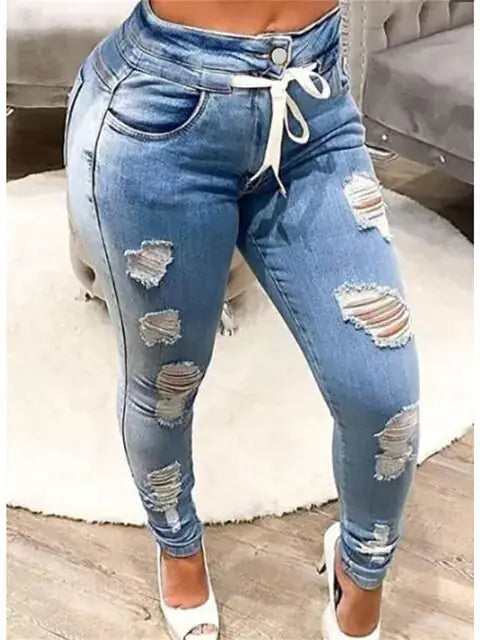 Mid Rise Distressed Trouser by Oz-Direct.com
