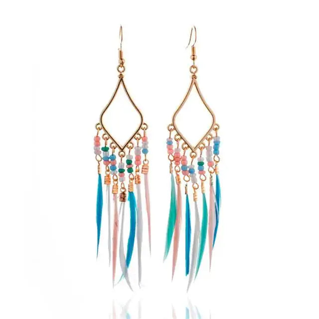 Tassels Feather Earrings by Oz-Direct.com