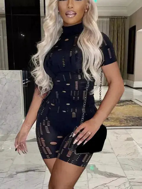 Cut Out Bodycon Jumpsuit Short Sleeve by Oz-Direct.com