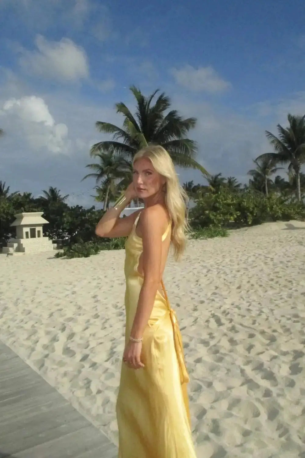 Diagonal Collar Satin Dress by Oz-Direct.com