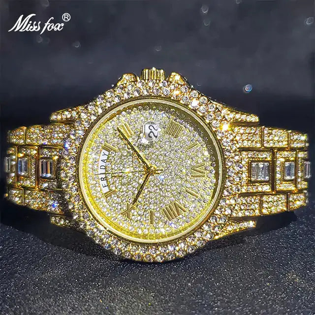 Men's Calendar Quartz Diamond Watch by Oz-Direct.com