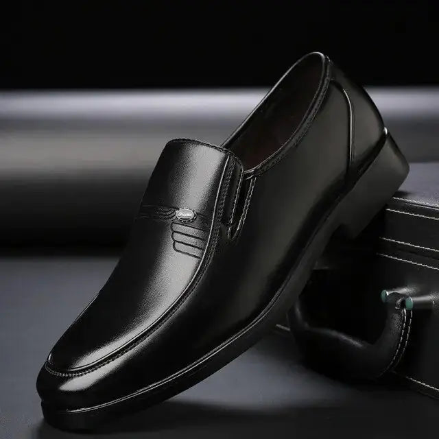 Men's Black Leather Formal Shoes by Oz-Direct.com