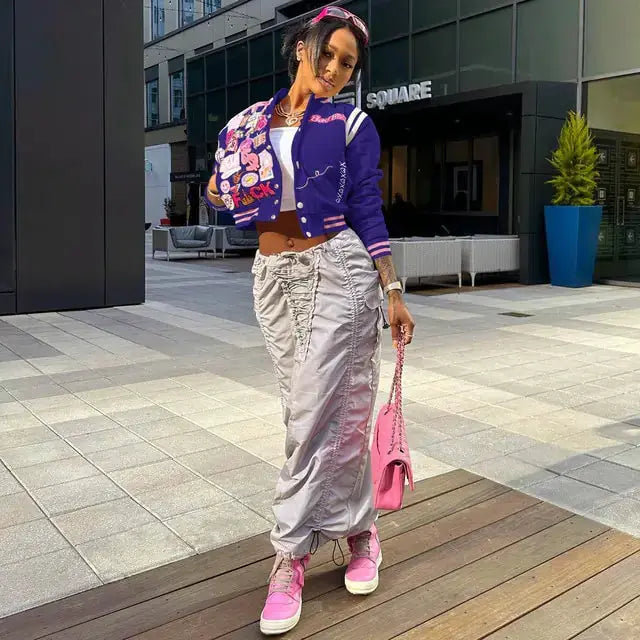 Women's Fashion Embroidered Baseball Jacket by Oz-Direct.com