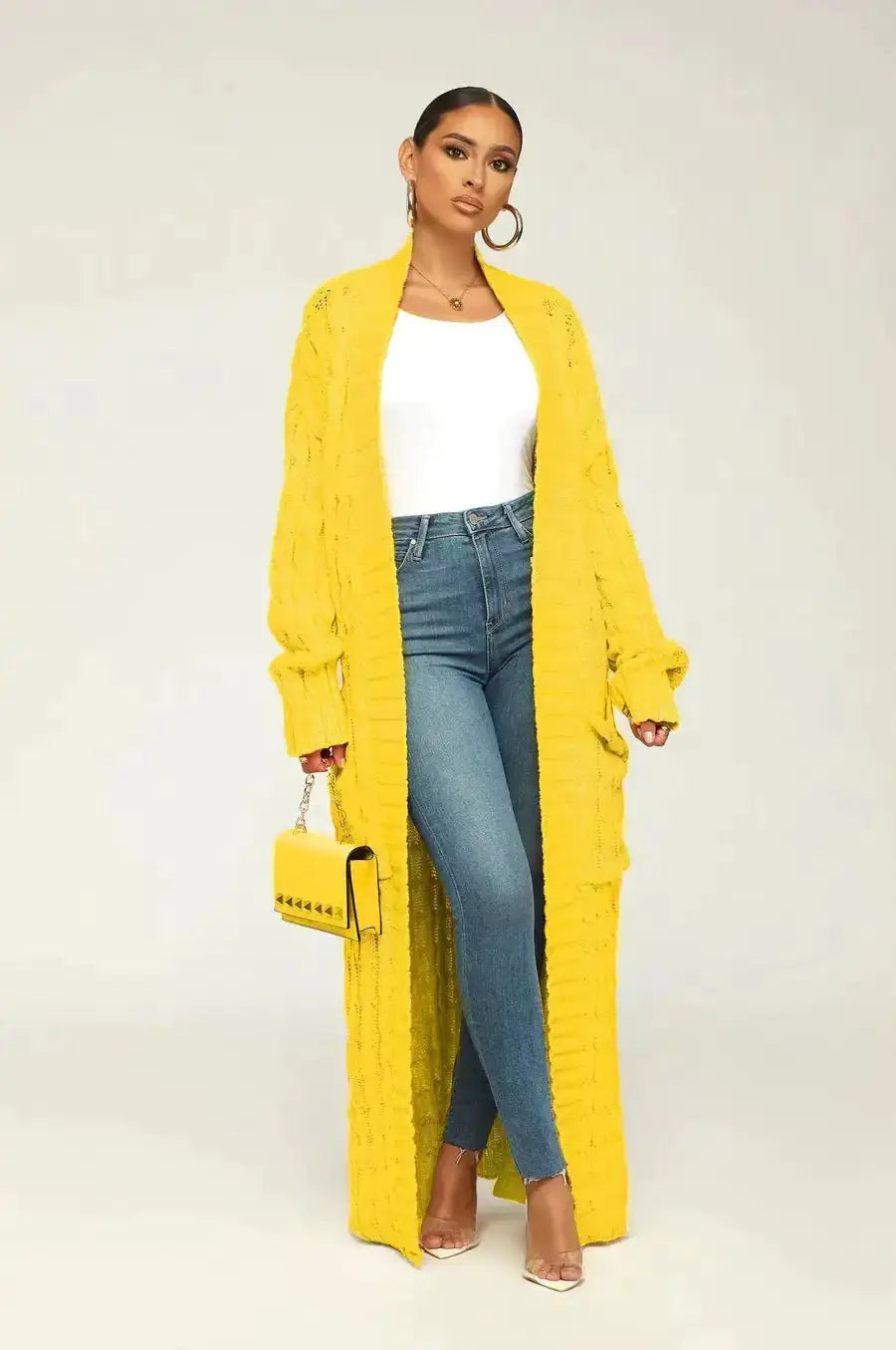 Drop Shoulder Maxi Sweater Cardigan by Oz-Direct.com