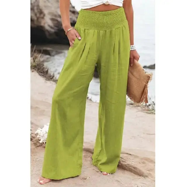 Cotton Linen Pockets Long Trousers by Oz-Direct.com