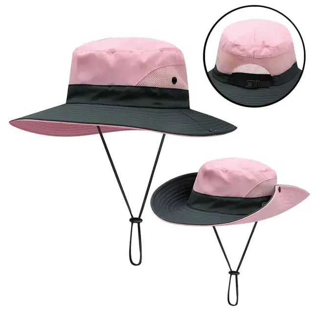 Girls Ponytail Summer Sun Hat Wide Brim UV Protection by Oz-Direct.com