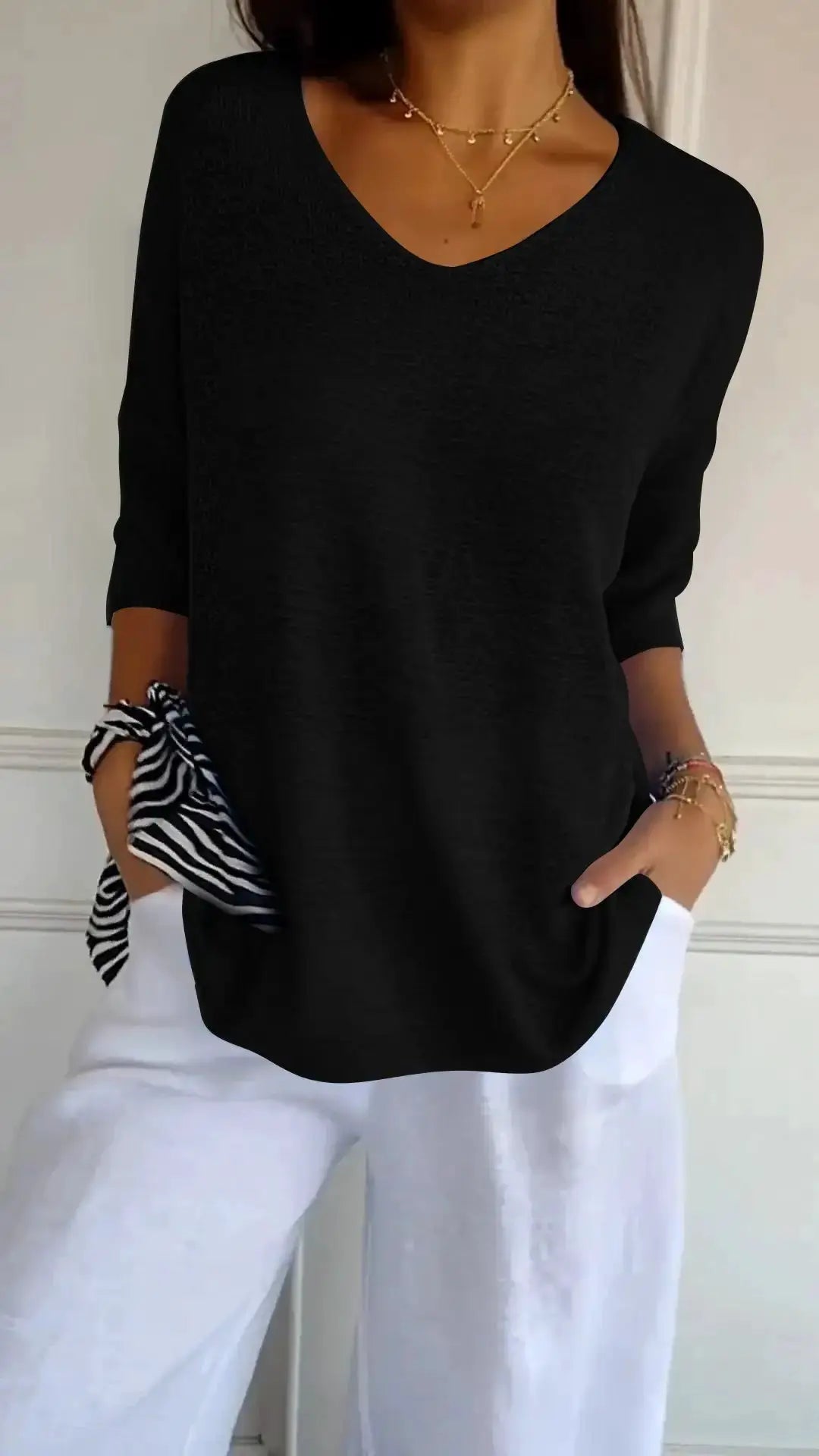 Trendy V-Neck Top by Oz-Direct.com