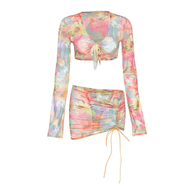 3 Piece Floral Mesh Skirt Set by Oz-Direct.com