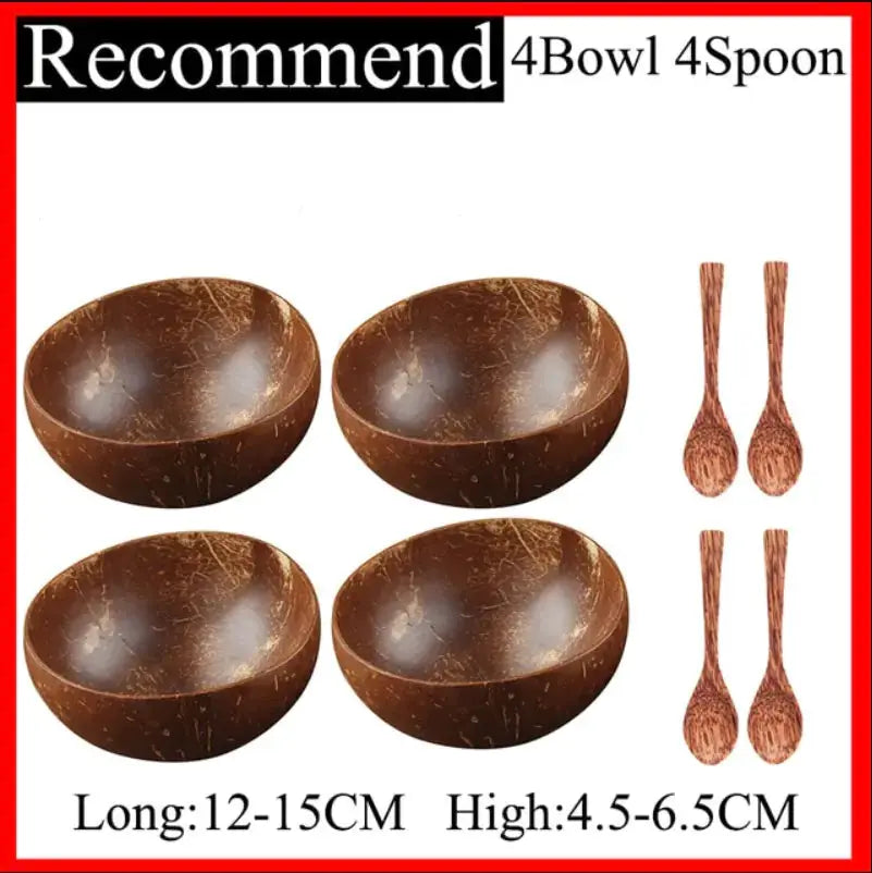 Natural Coconut Bowl Spoon Tableware Set by Oz-Direct.com