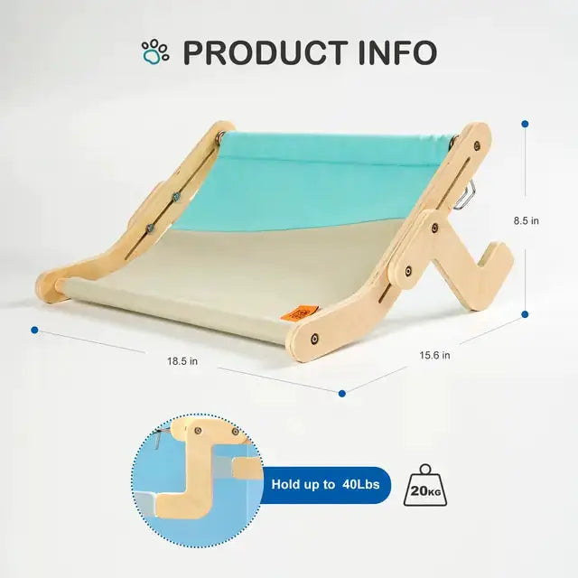 Mewoofun Sturdy Cat Window Perch Wooden Assembly Hanging Bed Cotton Canvas Easy Washable Multi-Ply Plywood Hot Selling Hammock by Oz-Direct.com