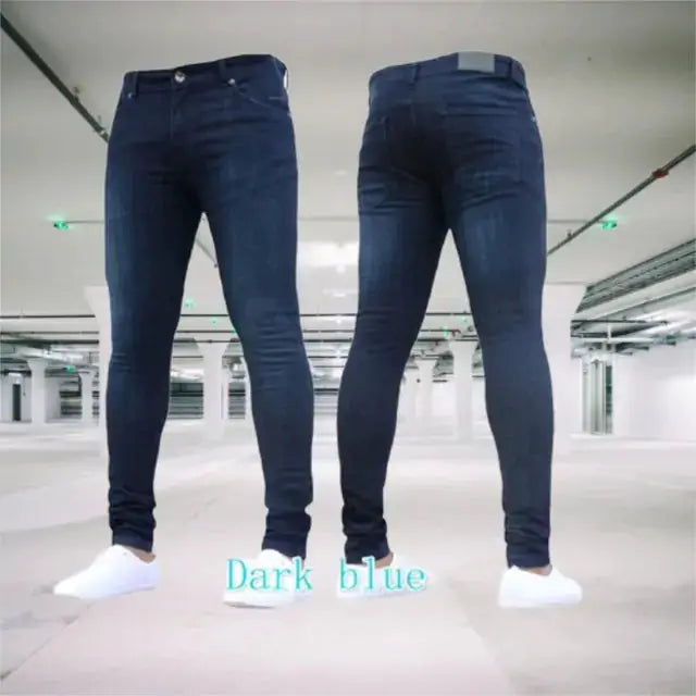 Men's Pants Retro Washing Zipper Stretch Jeans by Oz-Direct.com