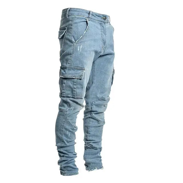 Men's Multi Pocket Cargo Jeans by Oz-Direct.com