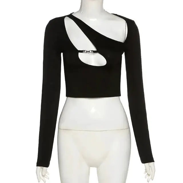 Asymmetric Collar Crop Top by Oz-Direct.com