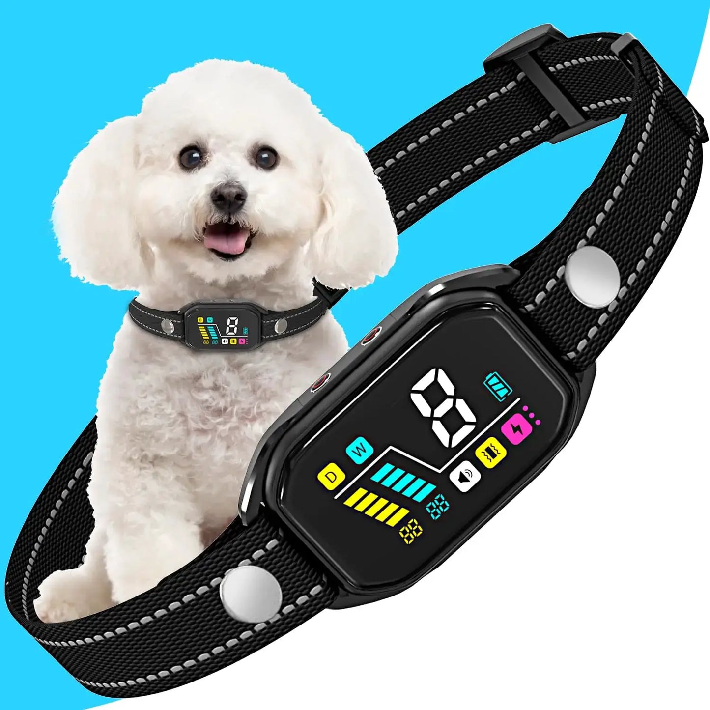 Bark Collar Dog Bark Collar for Large Medium Small Dogs 2025 New Model Automatic Anti Barking Collar Rechargeable Smart Training Collar Waterproof with 8 Adjustable Sensitivity Beep Vibration by Oz-Direct.com