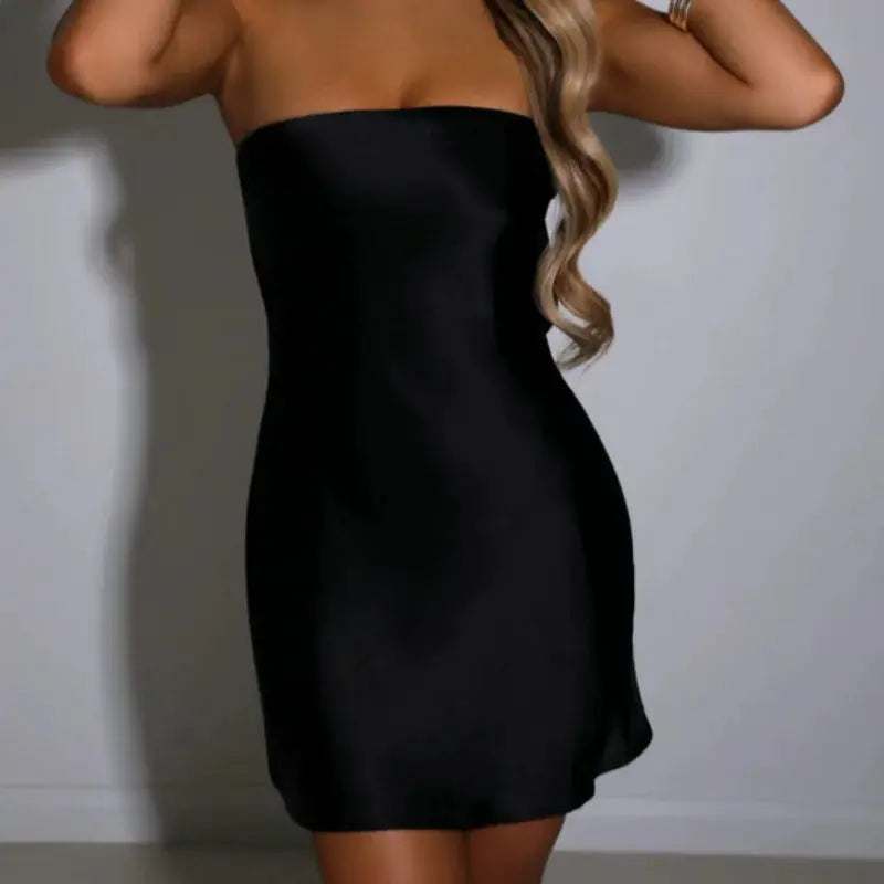 Strapless Satin Mini Dress by Oz-Direct.com