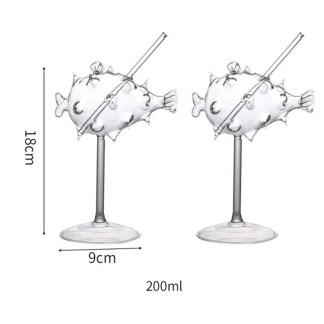 Creative Pufferfish Cocktail Glass Transparent by Oz-Direct.com