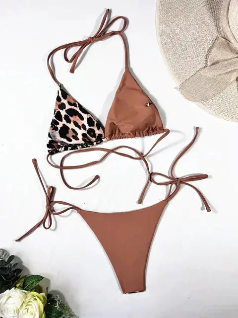 Ellolace Leopard 2 Piece Bikini Set by Oz-Direct.com